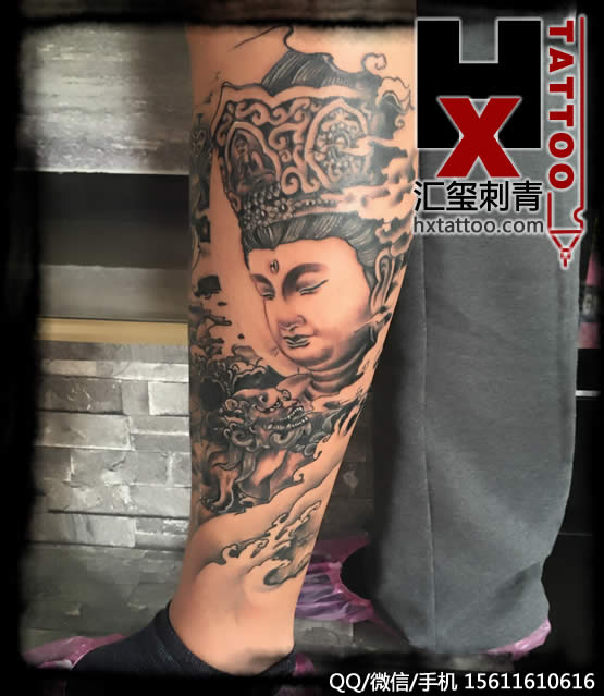 文殊菩萨纹身小腿纹身北京纹身图案hxtattoo