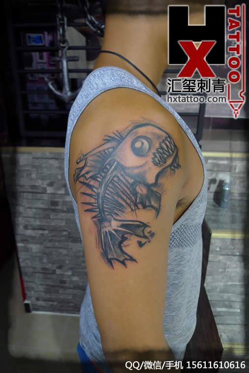 鱼骨纹身school北京纹身图案hxtattoo